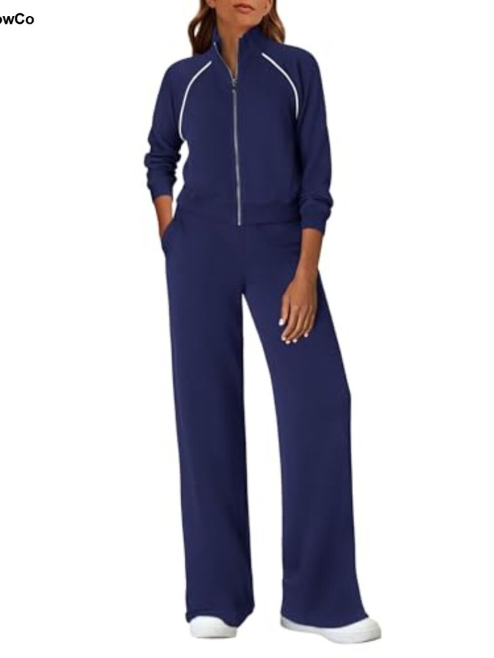 2 Piece Lounge Set Full Zip Sweatshirt and Wide Leg Pants Women's Matching
